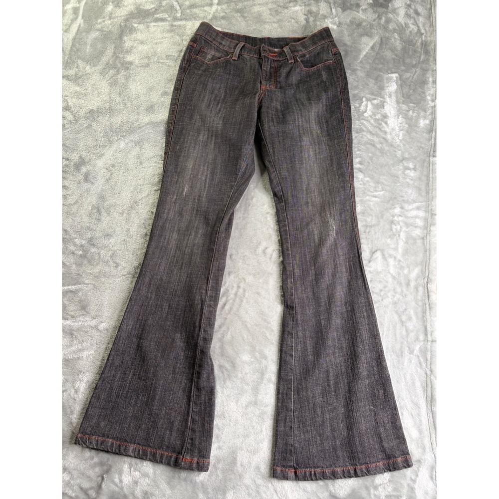 Lee LLWH32463 Women's Jeans Size 11 Gray Contrast Orange Stitching Leg Flare